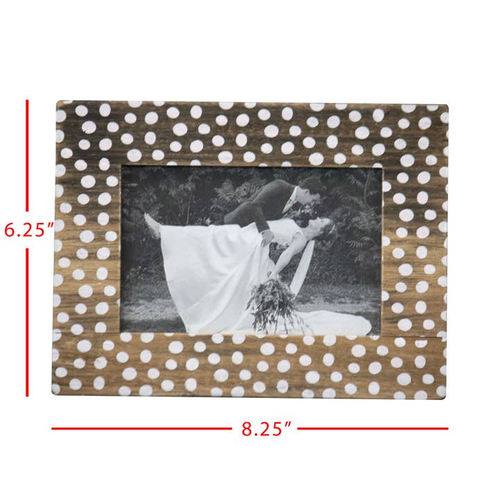 Foreside Home & Garden - Wholesale Picture Frame - Bettina White Polka Dot 4x6 Photo Wood Picture Frame3
