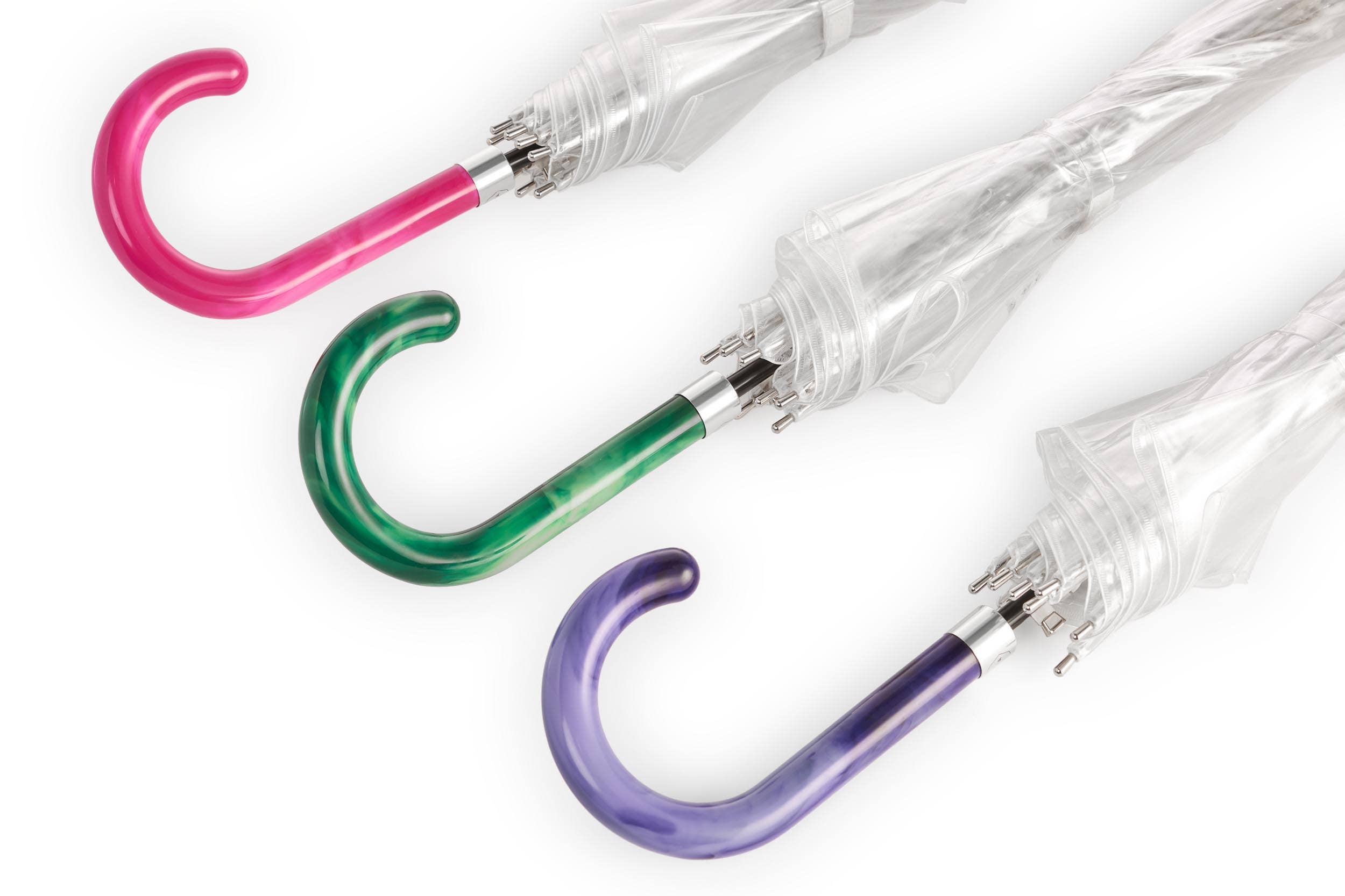 Clima Umbrellas - Wholesale Umbrella - Women's - “Aqua” Transparent Long Auto Umbrella | Marbled handle1