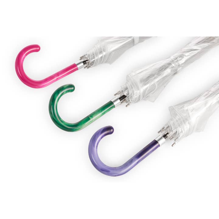 Clima Umbrellas - Wholesale Umbrella - Women's - “Aqua” Transparent Long Auto Umbrella | Marbled handle1