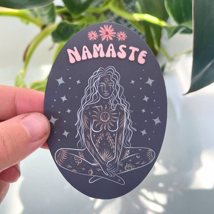 Namaste Meditation Sticker | Yoga Sticker for wholesale by Mindful over Mind Full