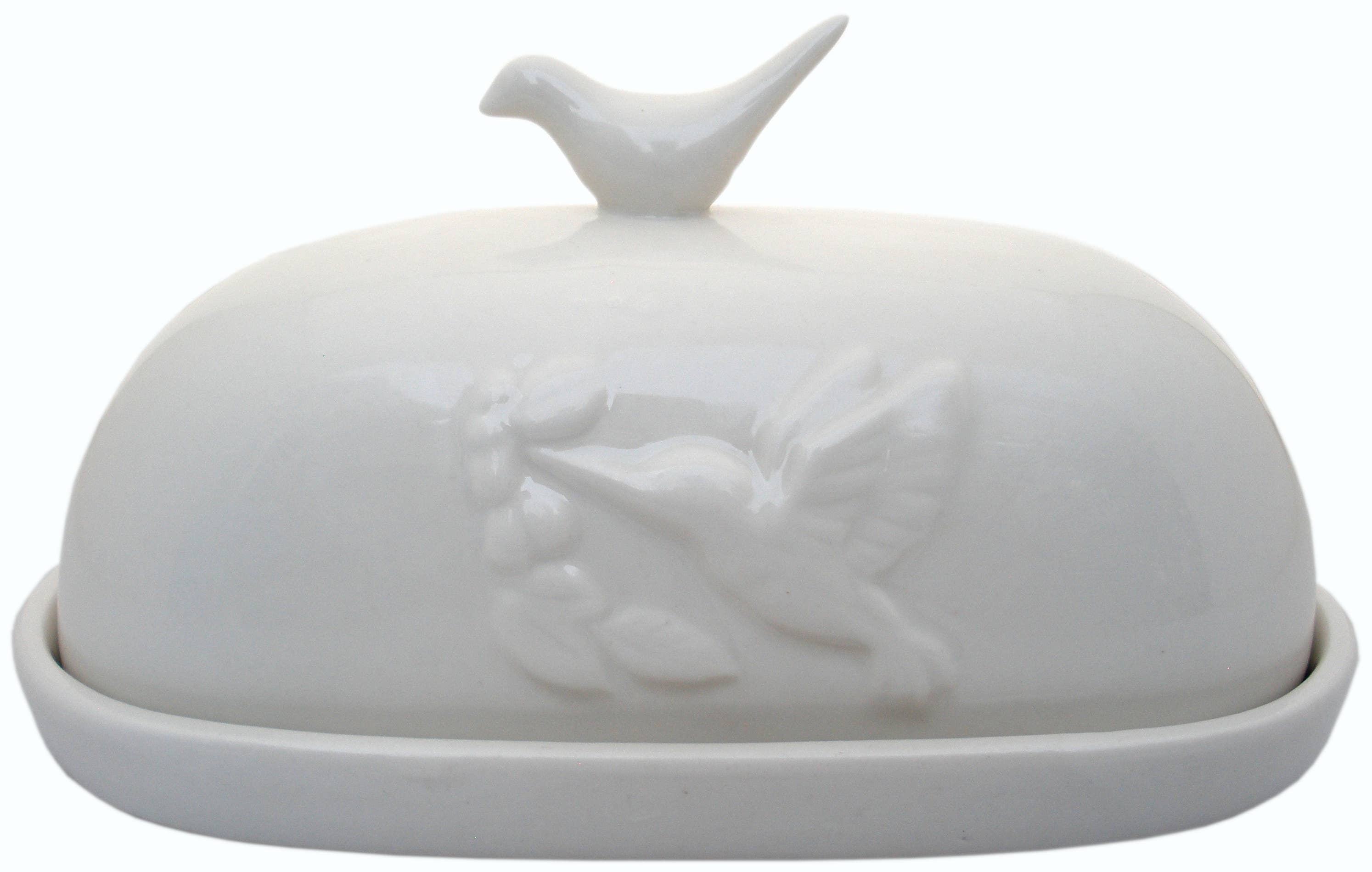 JBK Pottery - Venta al por mayor Platos para mantequilla - Mantequilla de colibrí, color blanco2