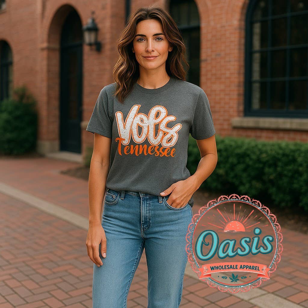 Oasis Wholesale Apparel - Wholesale T-Shirt - Women's - VOLS Double Applique Tee1