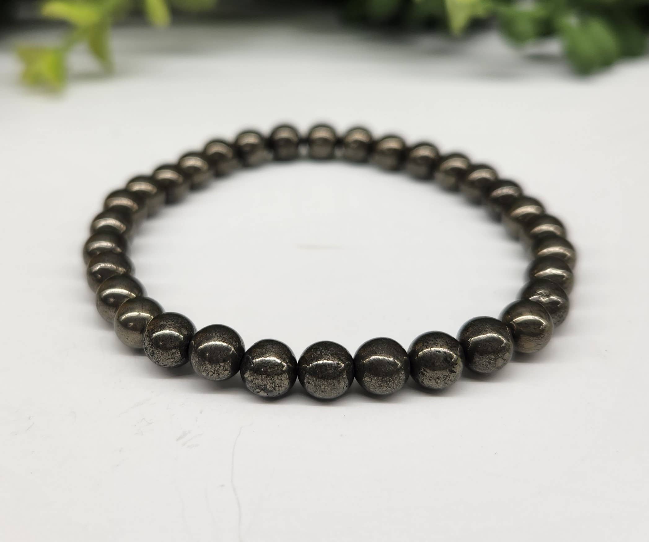 Meraki Gemstones - Wholesale Beaded Bracelet - Pyrite Stretchable Semi-Precious Gemstone Bracelet 6mm Beads5