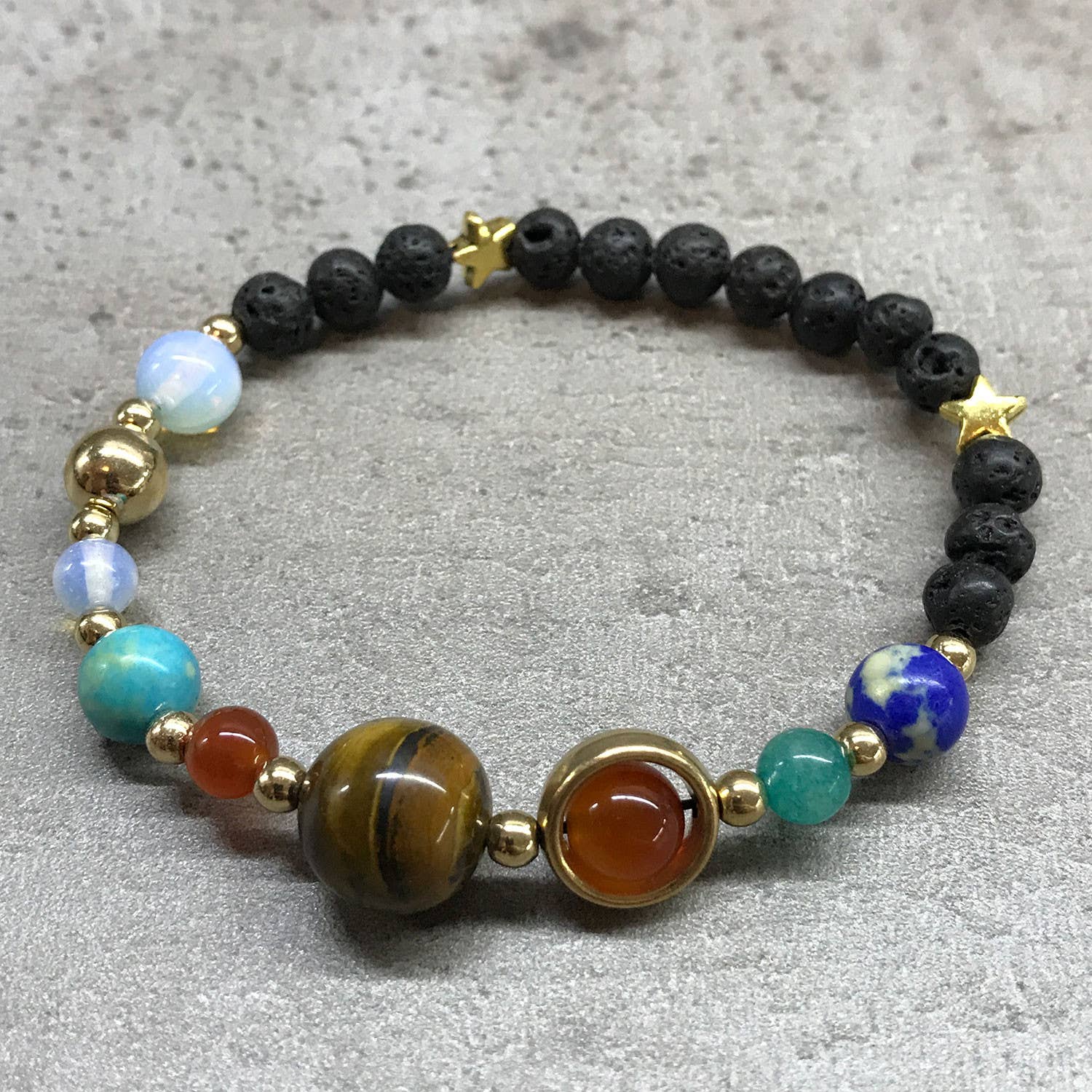 Ancient Wisdom – wholesale Beaded bracelet – Lava Stone Bracelet - Gold Solar System1
