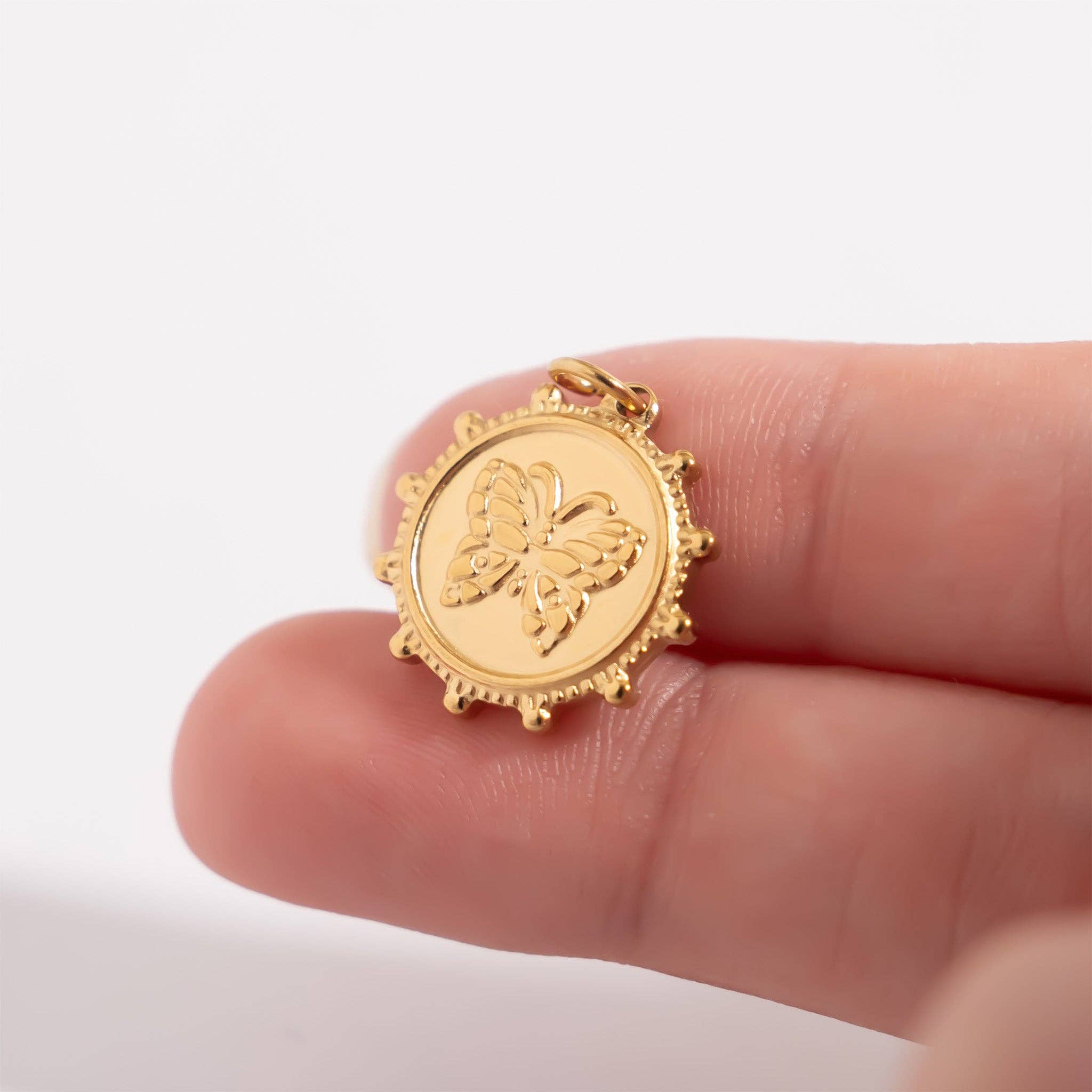 WJW - Wholesale Individual Charm/Pendant - 18K Gold PVD Stainless Steel Butterfly Pendant / PDL02973