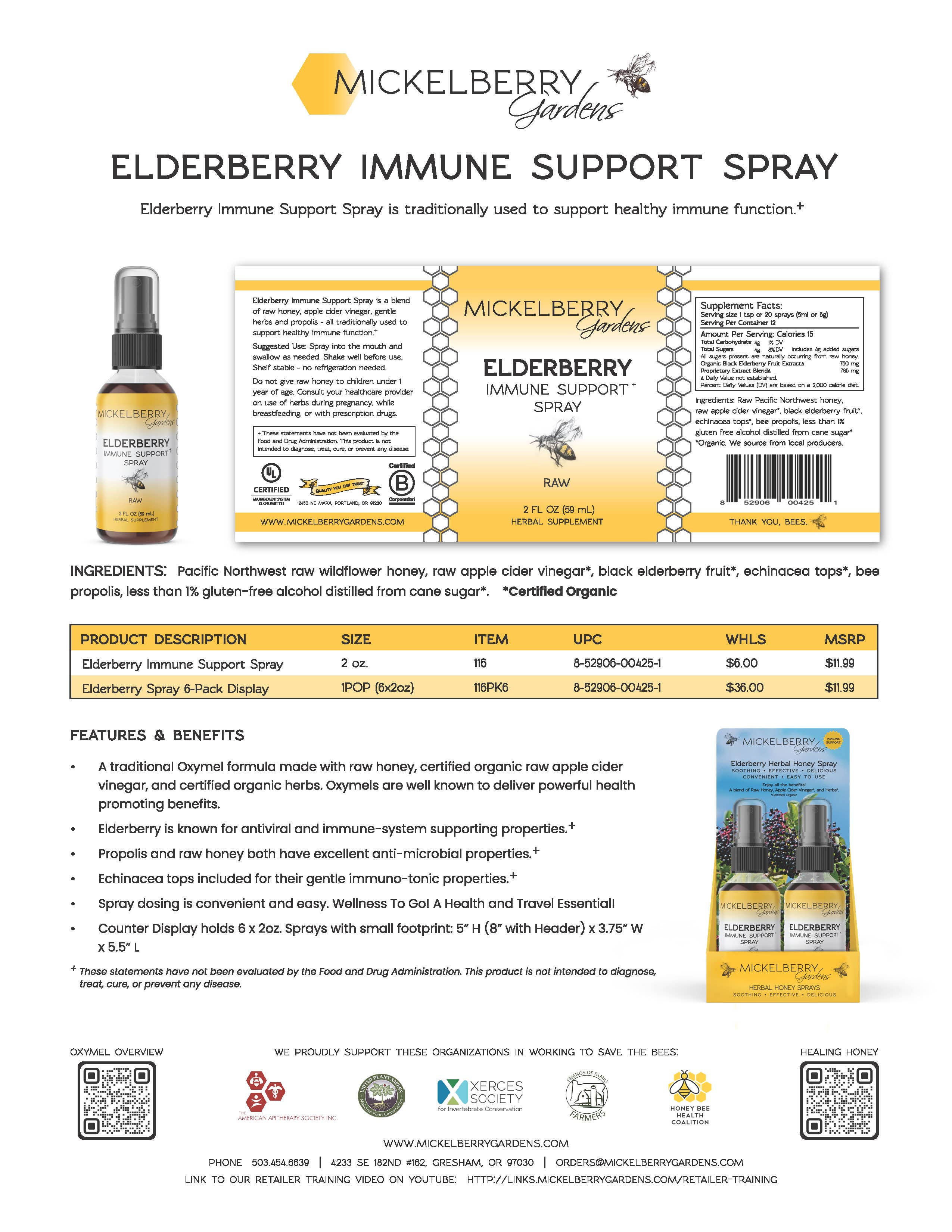 Mickelberry Gardens - Wholesale Oral Supplement/Vitamin - Elderberry Immune Support Spray — on the go wellness support6