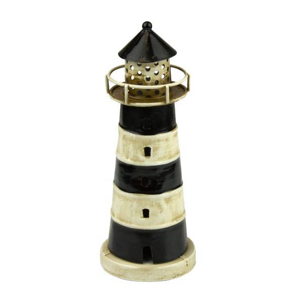 Nauticalia - Wholesale Decorative Tabletop Object - Metal Lighthouse, Black, 16cm