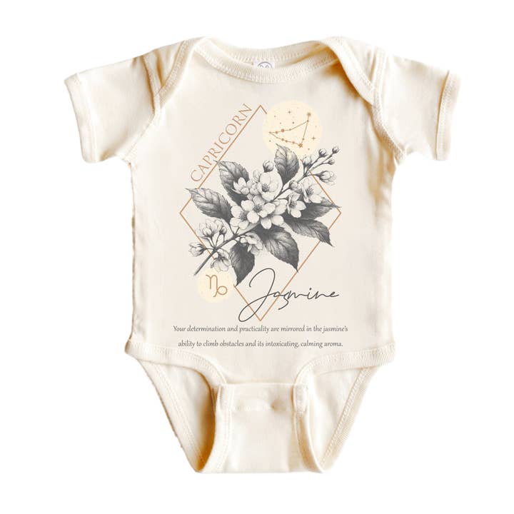 Capricorn Floral Celestial - Baby Boy Girl Clothes Infant Bodysuit Funny Cute Newborn for wholesale by North Fork Forager LLC