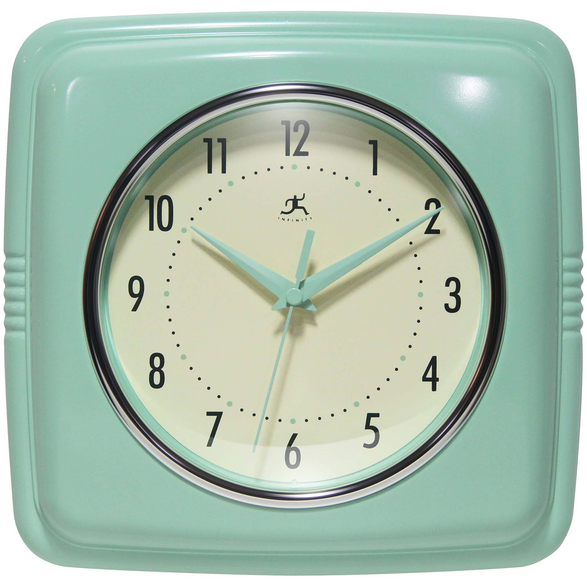 Vert pastel Horloge murale intérieure carrée rétro vert pastel 9,25 pouces en vente sur Faire6