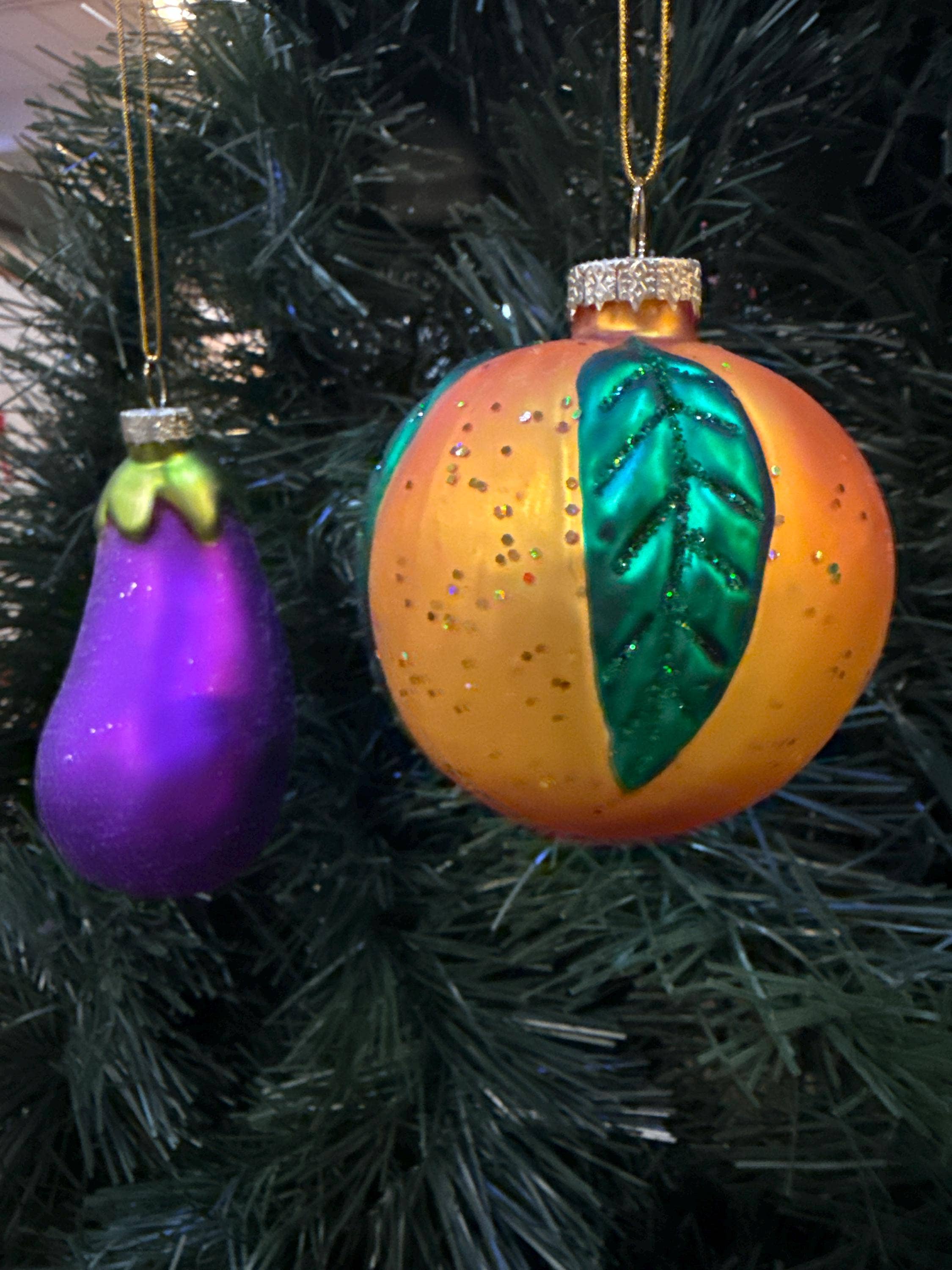 Dirty Grove by Hazel Grove Customs - Wholesale Ornament - Eggplant & Peach Christmas Ornament, Emoji Ornament1
