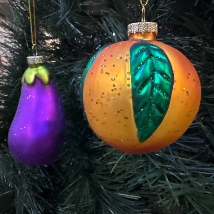 Dirty Grove by Hazel Grove Customs - Wholesale Ornament - Eggplant & Peach Christmas Ornament, Emoji Ornament1