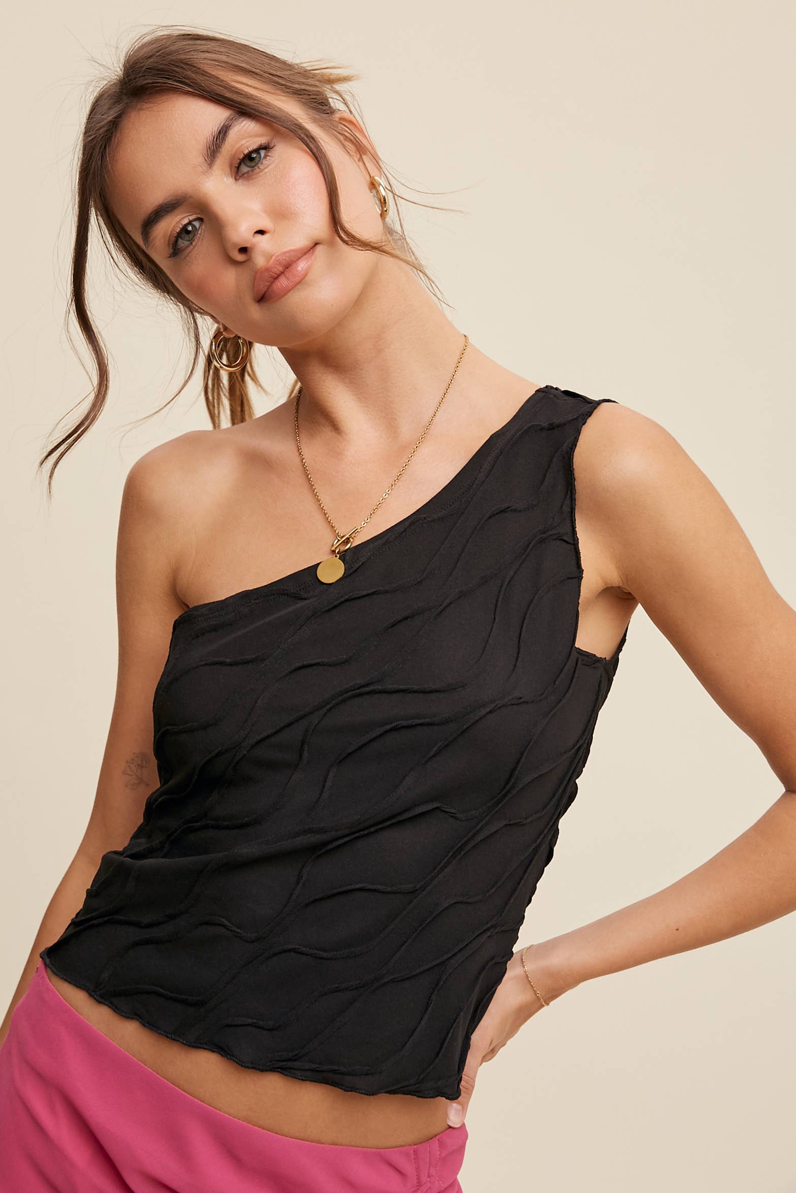 Listicle – wholesale Blus - Dam – Elegant asymmetrisk vågtopp0