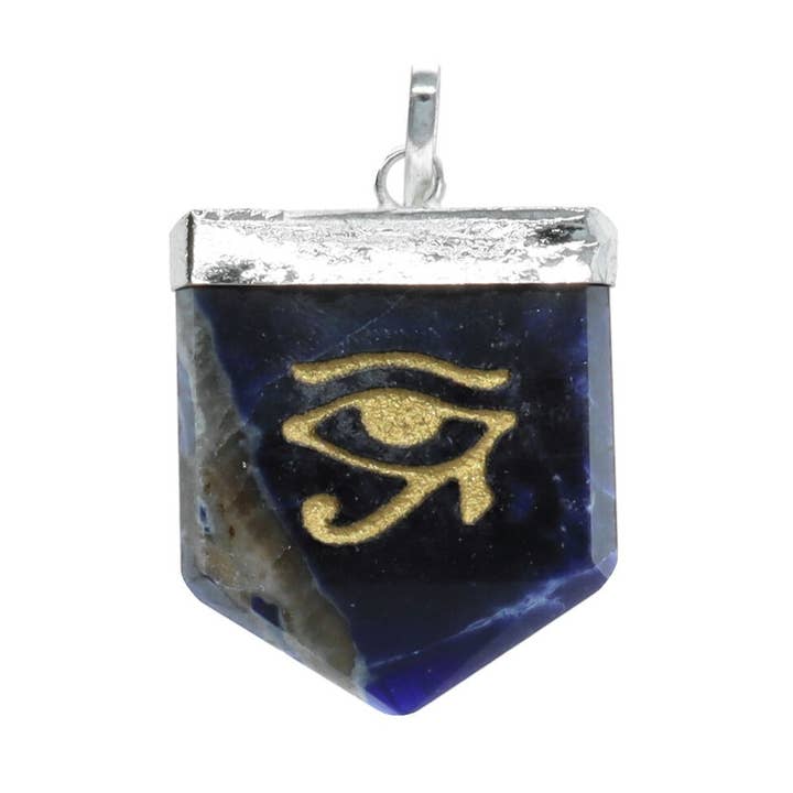 Sodalite Eye of Horus Pendant in Silver Plating for wholesale by Vives de la Cortada S.L