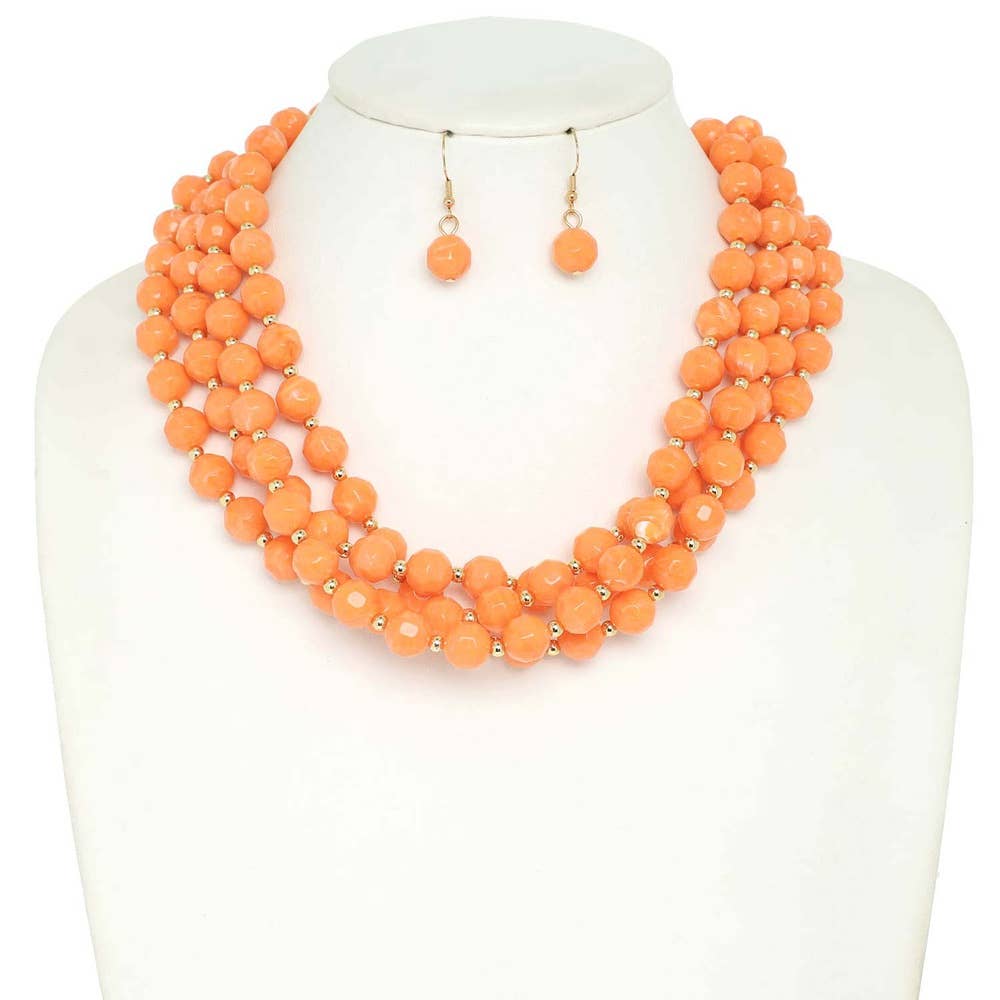 anbfashion - Wholesale Jewelry Set - MULTI STRAND NATURAL GEMSTONE BEADED NECKLACE SET N1424810