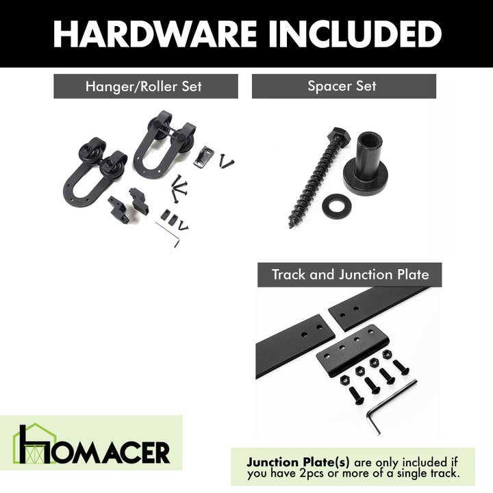 Homacer INC - Wholesale Knob/Pull - Mini Non-Bypass Sliding Barn Door Hardware Kit - Horseshoe6