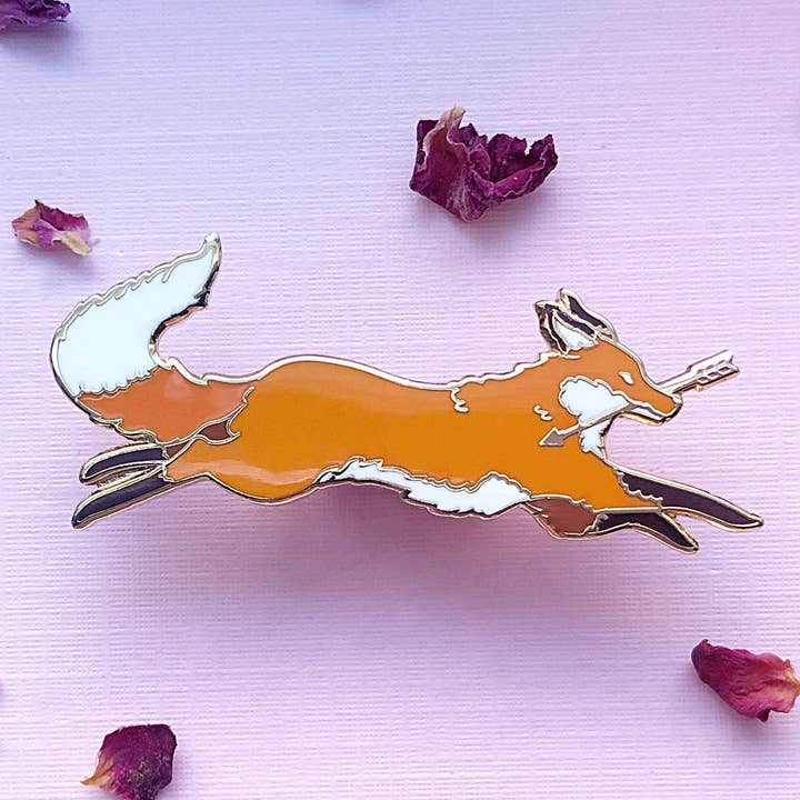 Alum and Ink - Wholesale Lapel Pin/Button - Red Fox Thief Enamel Pin3