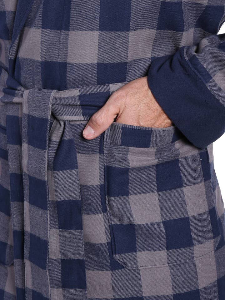 Noble Mount - Wholesale Robe – Men's - Men's Premium 100% Cotton Flannel Fleece Lined Robe46