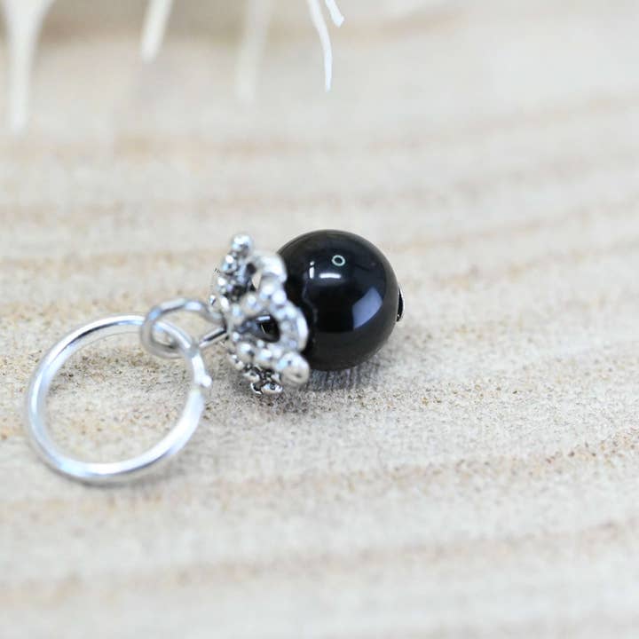 Colgante de perla de piedra natural - obsidiana **DESTOCK** para venta al por mayor de Irréversible