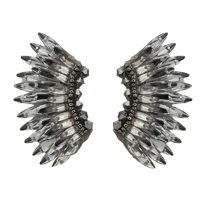 Silver Crystal Wing Earrings -Silver Crystal Earrings for wholesale by VANI TRAPANI
