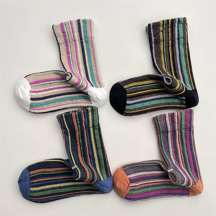Gohobi Colorful Striped Mid-Calf Socks for wholesale by Gohobi (We cover U.S. import duties)