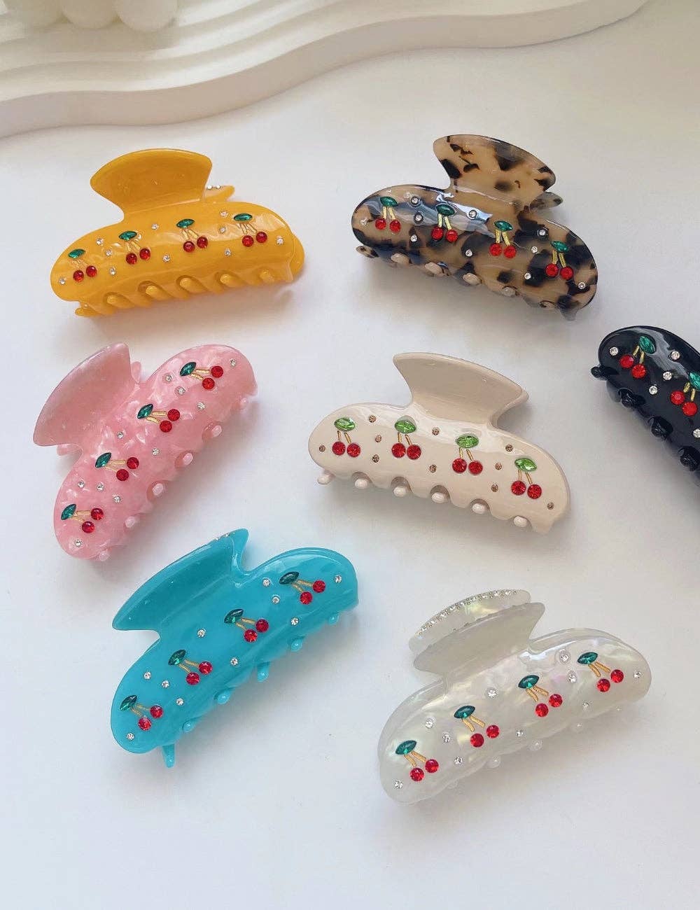 Dipped Shop – Engroshandel Hårspænde - Dame – 2+Søde Kirsebær Rhinsten Hårlove DPJC23257