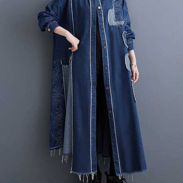 Asymmetric Buttoned Fringed Split-Joint Long Sleeves Loose L and other Purchase Wholesale denim fabric. Free Returns & Net 60 Terms on Faire trending on Faire.