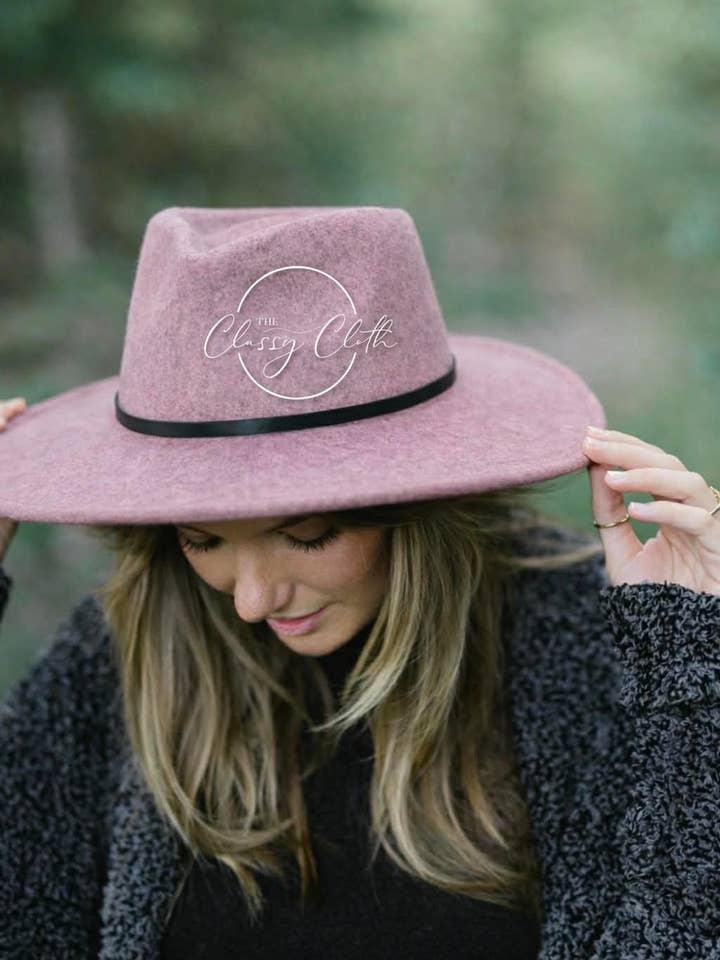 Wool Blend Wide Brim Western Hat - Mauve RTS for wholesale by The Classy Cloth WS