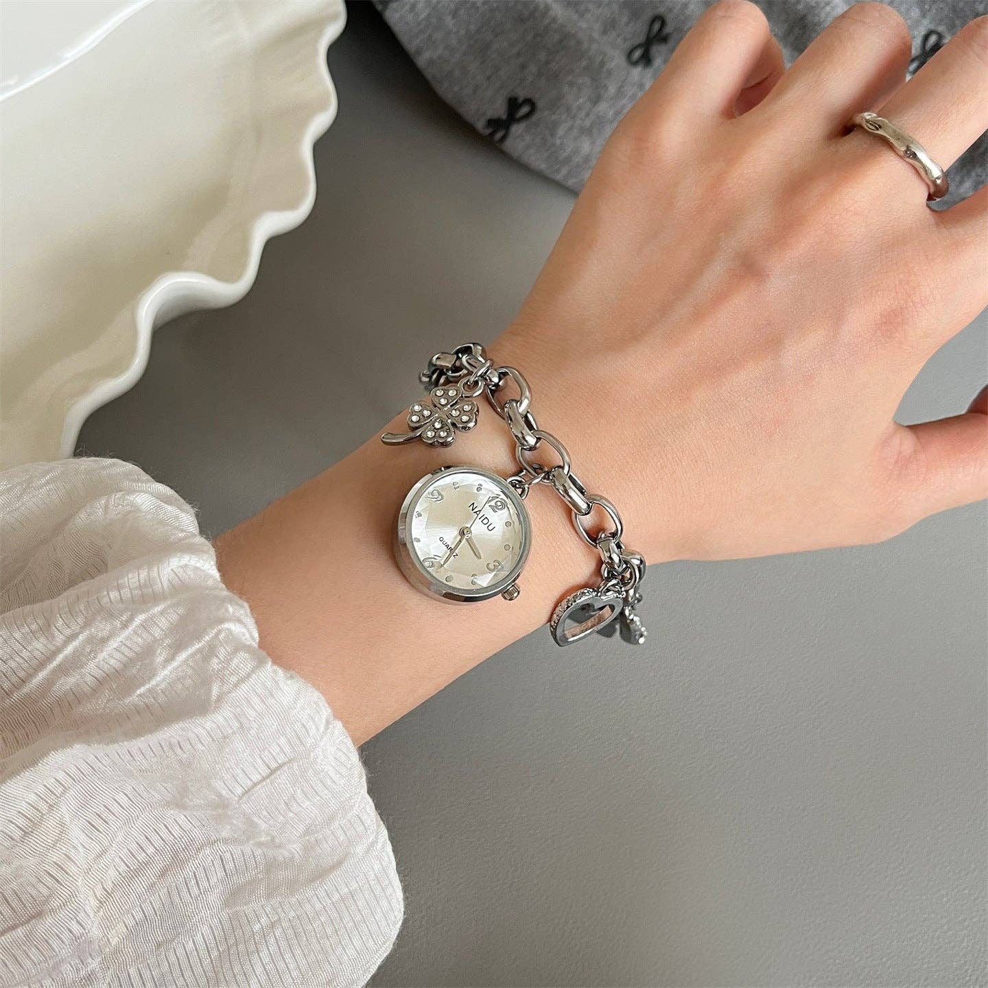 Dipped Shop - Wholesale Wrist Watch - Women's - Heart Pendant Charm Bracelet Quartz Watch DP25F7356