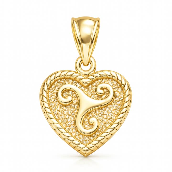 Triskel Heart Pendant Gold 9k (375/1000) for wholesale by TALISMAN JEWELLERY (D&Fidanverdi, S.L.)