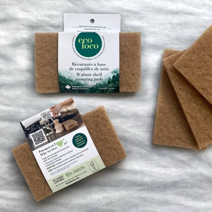 Walnut Scouring Pads - Set of 3 - Bundle for wholesale by Eco Loco