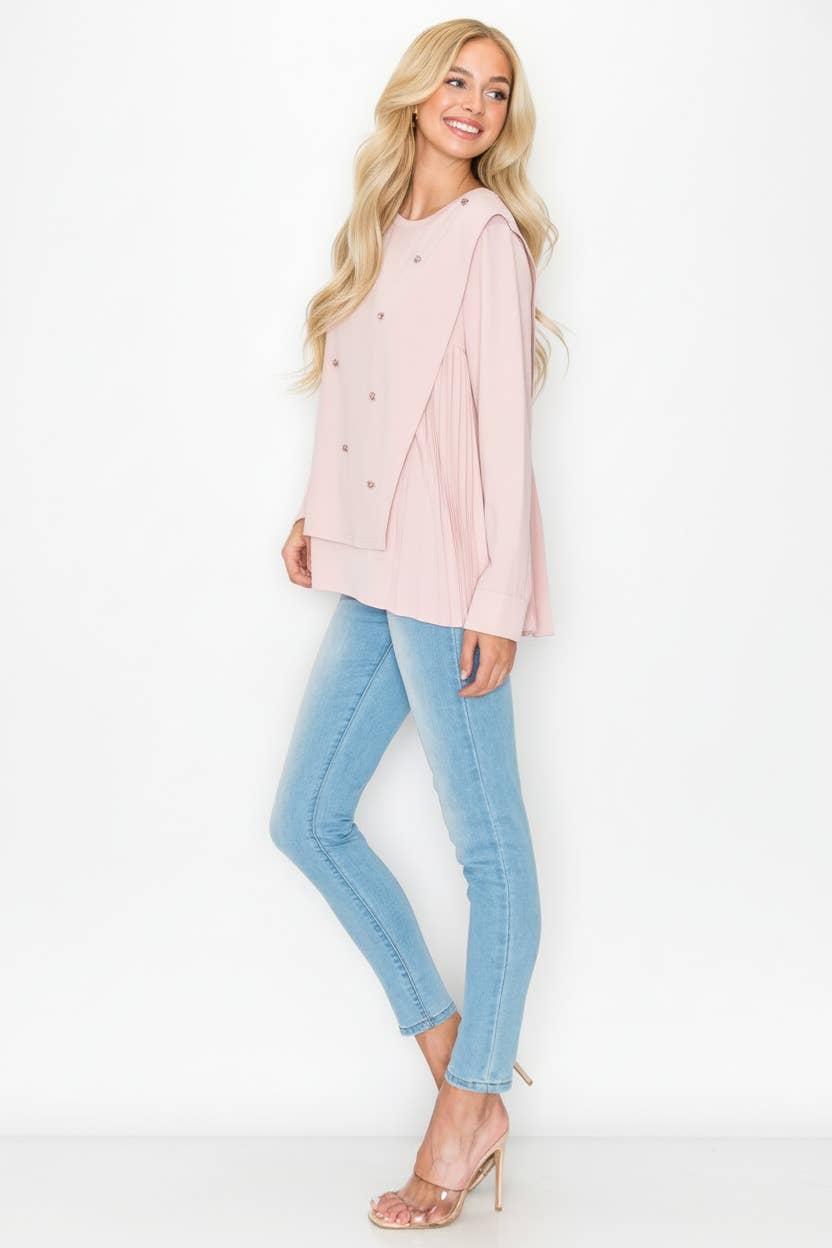 Joh Apparel – Engroshandel Bluse - Dame – Rilynn-top med plisseringer og diamanter8