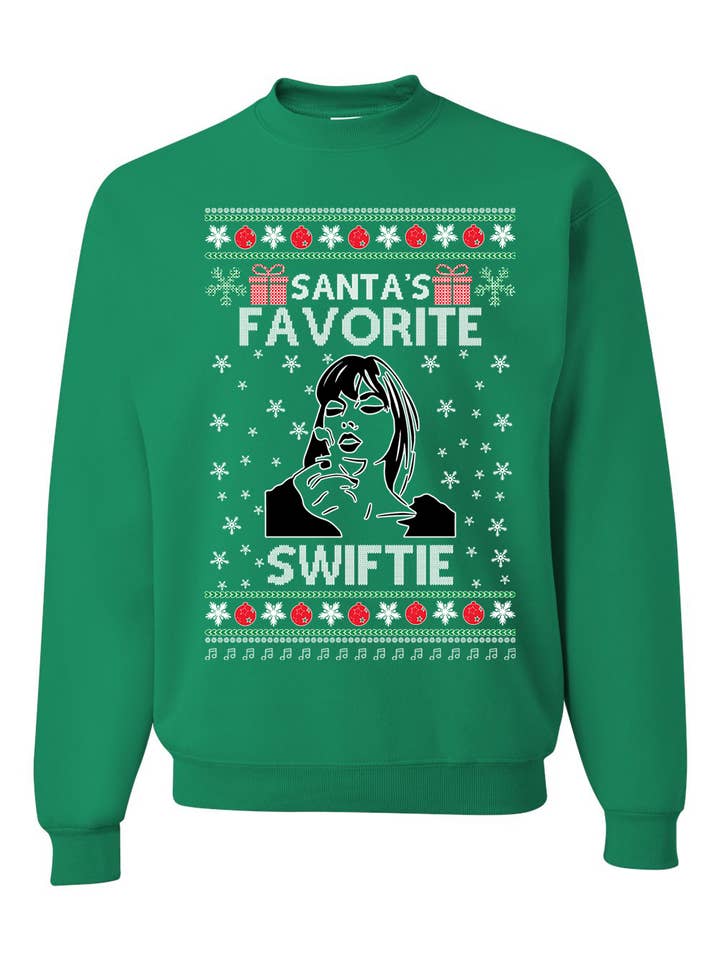 CJS Products LLC - Wholesale Sweatshirt - Unisex - Santa's Favorite Swiftie Sweatshirt Ugly Christmas Sweater