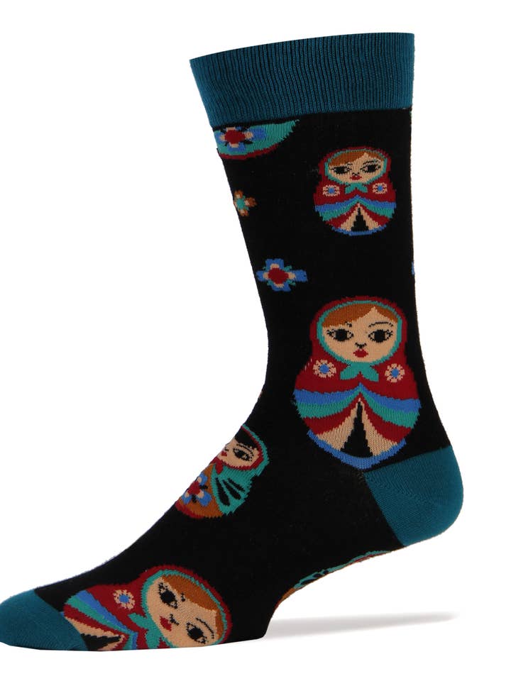 Oooh Yeah/Sock It Up/Oooh Geez Slippers - Wholesale Socks - Men's - Matryoshka | Men's Cotton Crew Funny Socks0