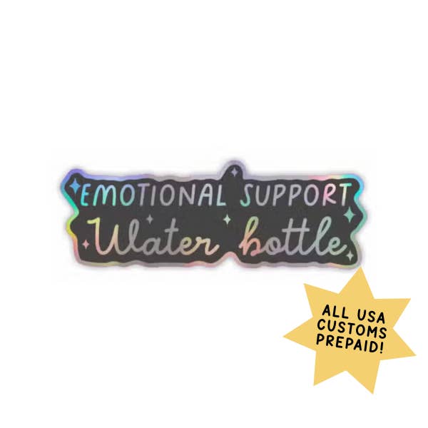 Fluffmallow (Custom duties for USA are pre-paid by us) - Wholesale Sticker - Emotional Support Water Bottle Holographic Vinyl Sticker