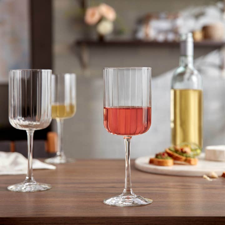 Libbey - Wholesale Wine Glass - Libbey Paneled All Purpose Wine Glasses, 13.5oz, Set of 4