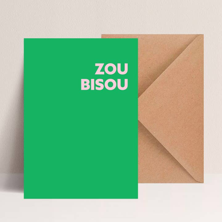 Card + envelope "Zou bisou" for wholesale by Majo Edition