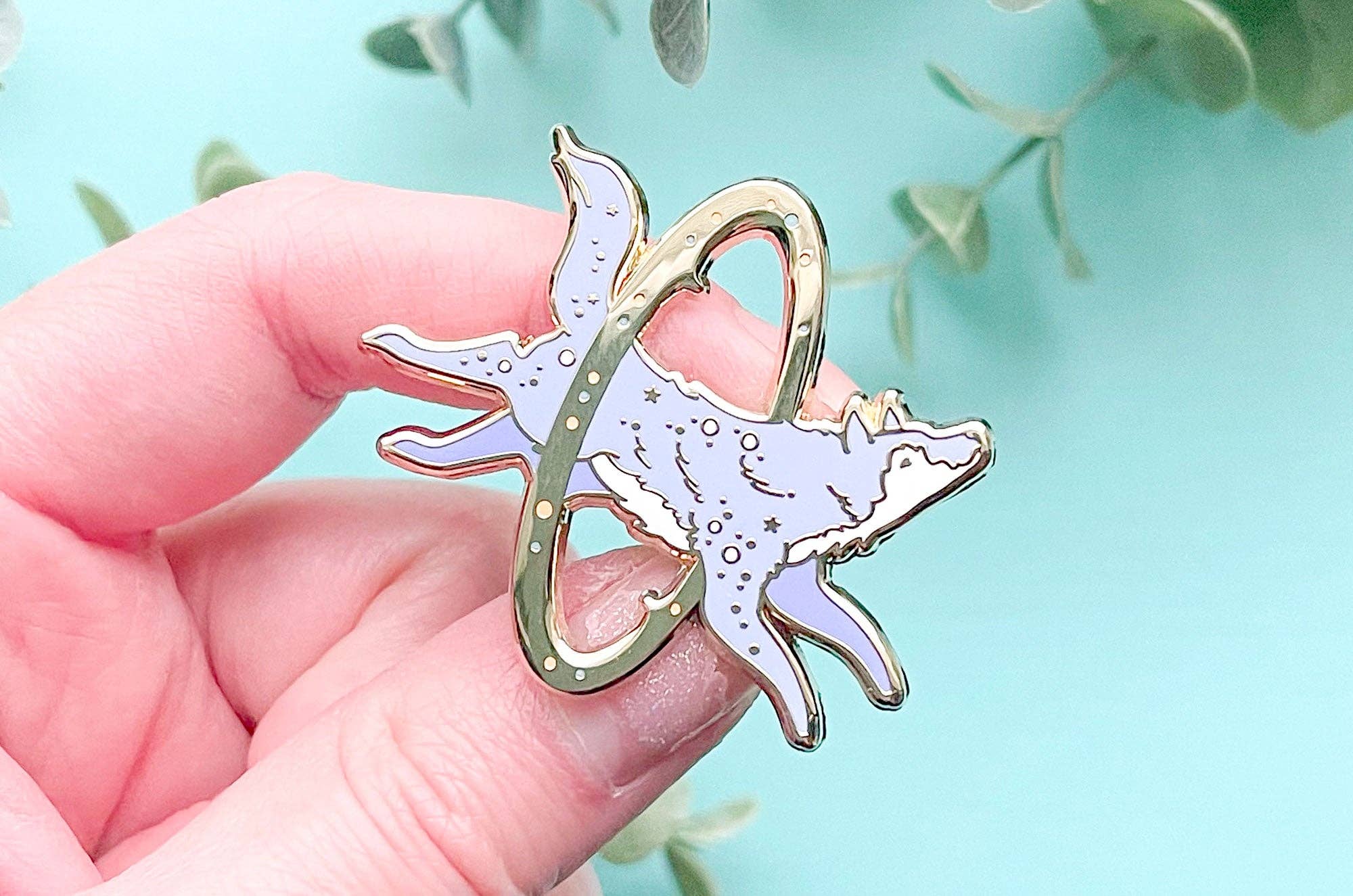 Alum and Ink - Wholesale Lapel Pin/Button - Cosmic Wolf Enamel Pin4