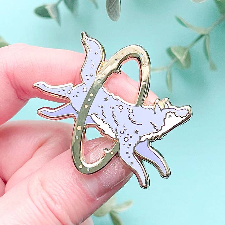 Alum and Ink - Wholesale Lapel Pin/Button - Cosmic Wolf Enamel Pin4
