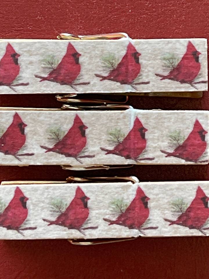 Red Cardinal Bird Chip Snack Clips Set/3 for wholesale by NanCBeeCreations