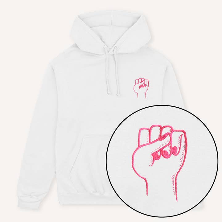 Feminist Fist Embroidered Hoodie for wholesale by The Spark Company