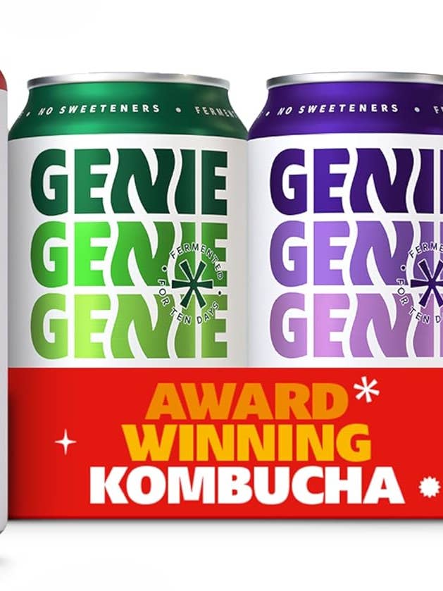 Genie Living Drinks Kombucha Mixed Pack – Blueberry & Raspberry, Fiery Ginger, and Dry Apple – 10-Day Fermented for Gut Health, Vegan, No Sweeteners, Low-Calorie, Natural Energy – 12 x 330ml Cans (UK-Made) for wholesale by Genie Drinks