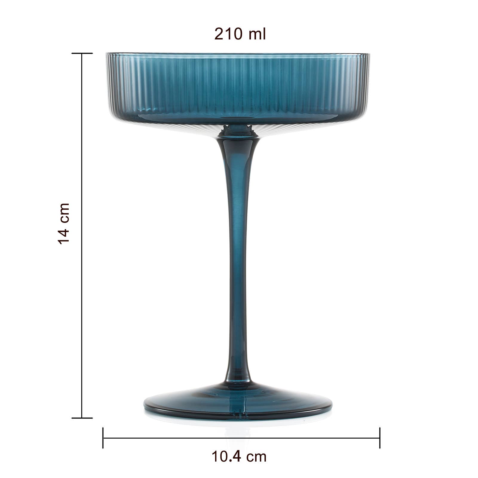 The Wine Savant /  Khen Glassware - Wholesale Cocktail/Liquor Glass - Art Deco Ribbed Pastel Coupe, & Cocktail Glasses - 6 Set2