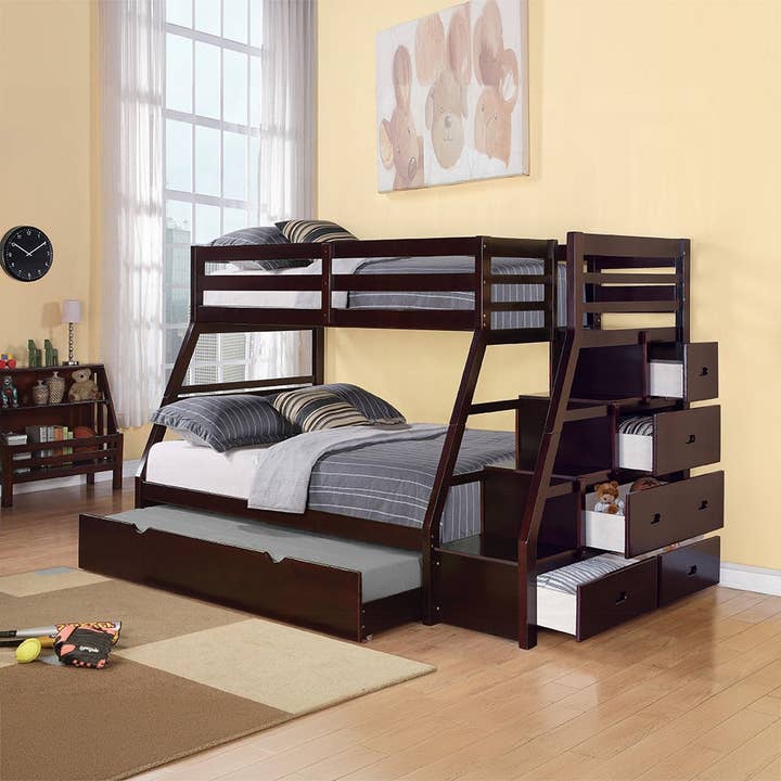 ReForm Creative Home - Wholesale Bed - Mojo Twin/Full Bunk Loft Bed W/Trundle & Storage - Expresso