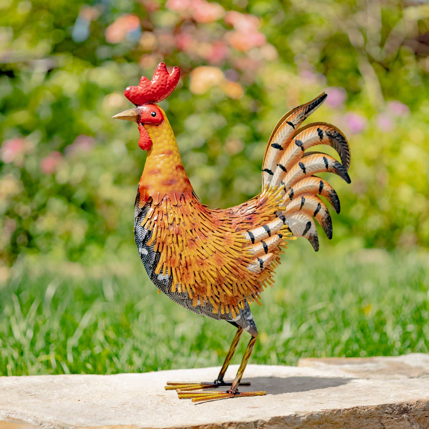 Zaer Ltd. International - Wholesale Outdoor Ornament/Decor - Galvanized Iron Rooster Figurines- 6 Assorted Styles6