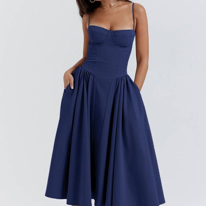Sheer Trend – Engroshandel Kjole - Dame – Enfarvet halterneck maxikjole