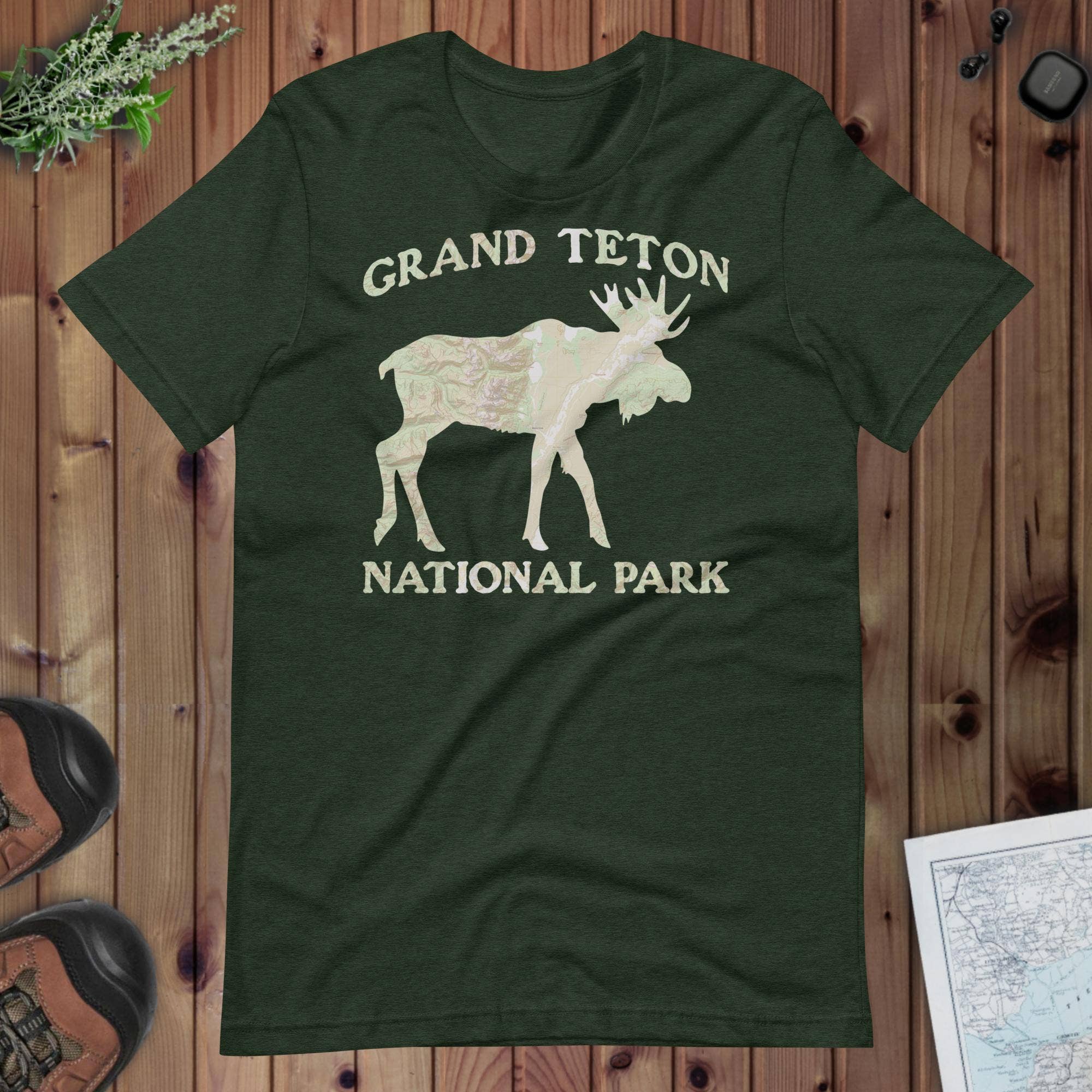 Parks Apparel - Wholesale Screen Printed T-Shirt - Unisex - Grand Teton Moose Topo T-shirt2