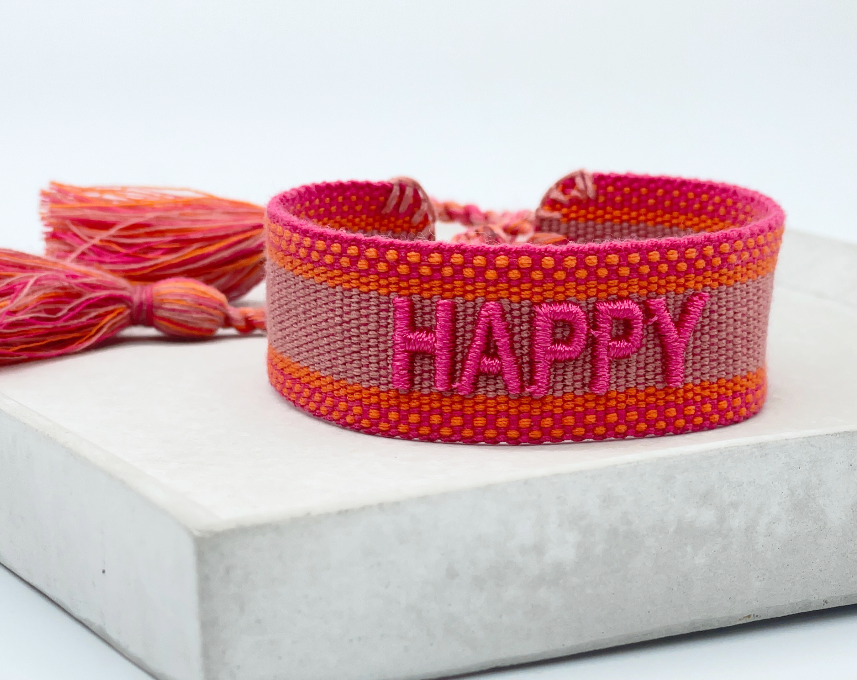 Parsley & Pepper - Wholesale Woven/Braided Bracelet - HAPPY statement bracelet woven, embroidered3