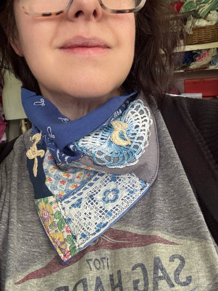 Western Boho Upcycled Shabby Chic Vintage Bandana Head Scarf for wholesale by Jo Noelle