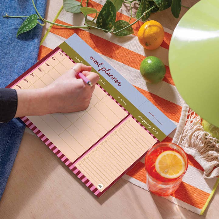 A4 Weekly Meal Planner Pad | Berry Stripe for wholesale by Good Tuesday (Once Upon a Tuesday)