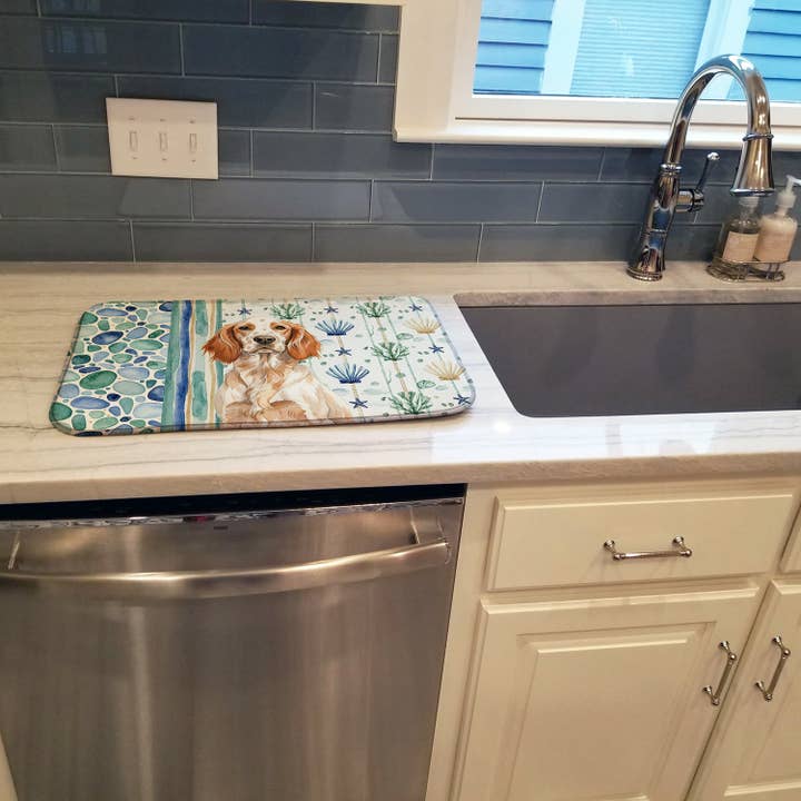 Orange Belton English Setter Coastal Sea Glass Dish Drying for wholesale by Caroline's Treasures